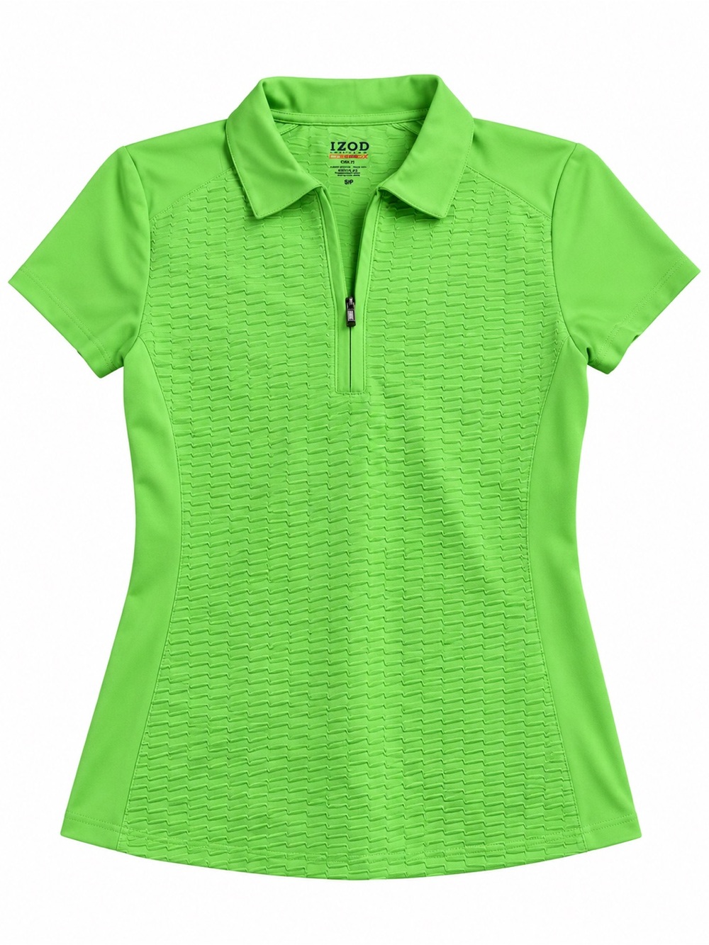 IZOD Textured Quarter-Zip Golf Polo | Acid Green | Size S